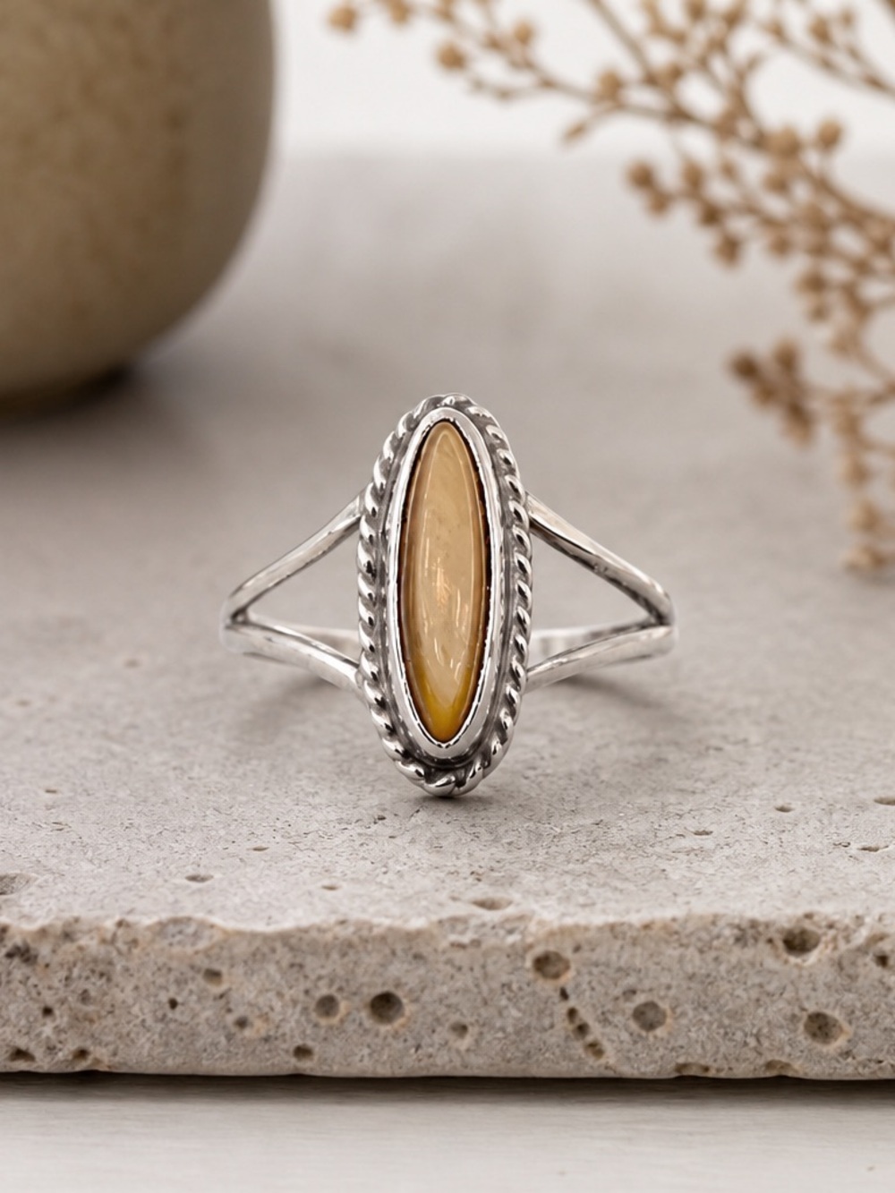 Size 6 Tiger eye stone 925 Sterling Silver Ring